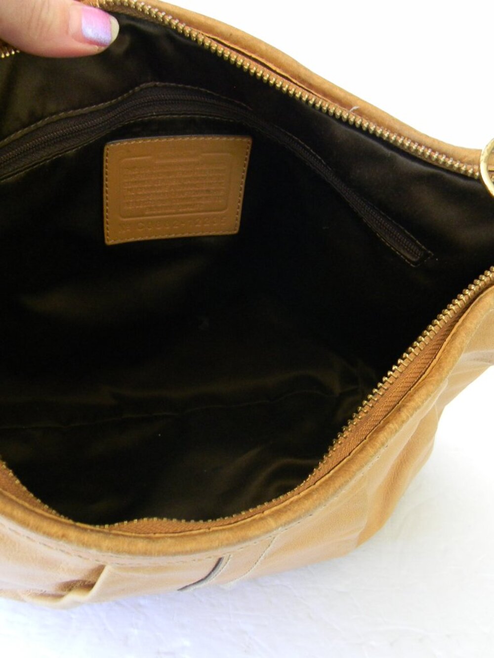 Vintage Coach Ergo Pleated Hobo Bag 12235 Y2K Full Grain Leather Tan Camel - Picture 10 of 11